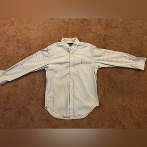 Mens Size 16 Ralph Lauren Polo Button-Down Shirt (Sky Blue/White/Pink)